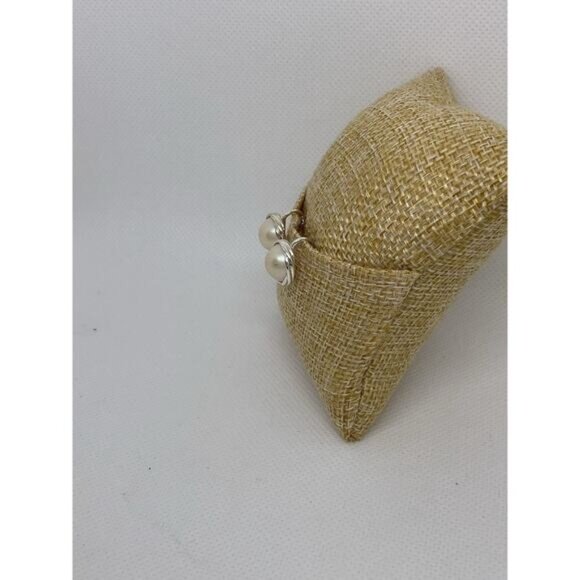 Vintage Silver & Pearl Clip-On Earrings From Macys - Picture 2 of 8